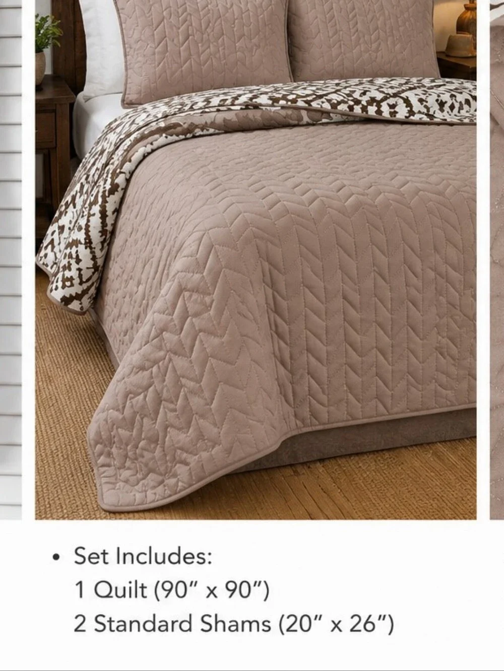 NWT Wrangler Taupe Reversible Quilt Set with Geometric Horse Print